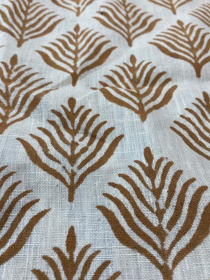 Flower Heavy linen fabric designer Indian hand block print heavy fabric pillowcases thick linen upholstery block printing art table - Maple Village Lane