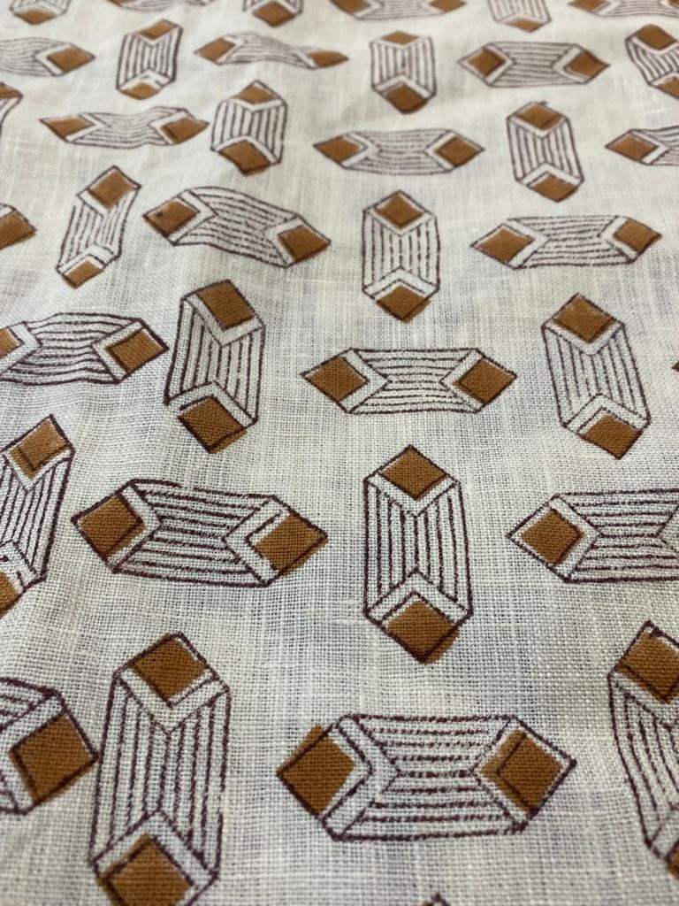 Papier Print Flower Heavy linen fabric designer Indian hand block print heavy fabric pillowcases thick linen upholstery block printing art - Maple Village Lane