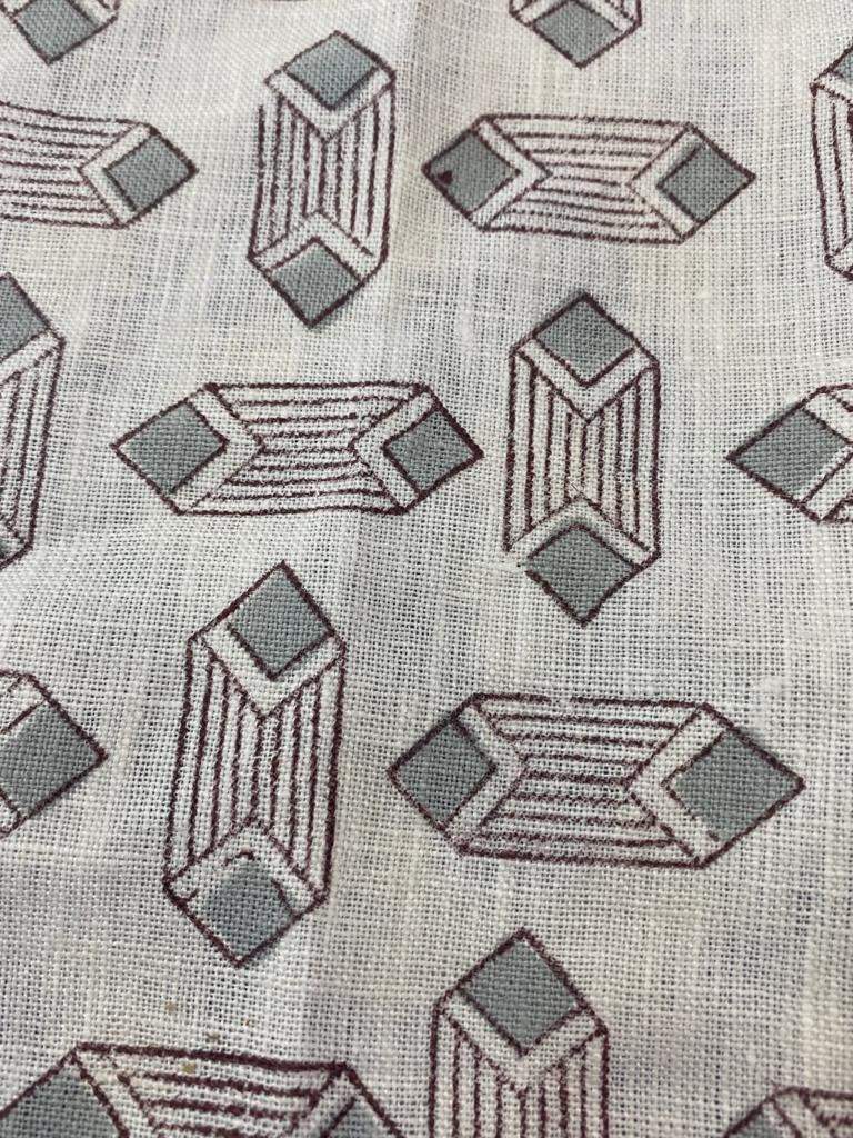 Linen fabric, Fabric by yard, Hand printed fabric, Block Print Fabric, Indian Fabric