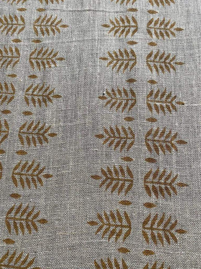 Natural Linen Fabric Indian Linen Fabric Mustrad colour, Block Printing Fabric, Designer Floral Printing on Fabric, Upholstery Fabric, Home - Maple Village Lane