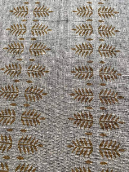 Natural Linen Fabric Indian Linen Fabric Mustrad colour, Block Printing Fabric, Designer Floral Printing on Fabric, Upholstery Fabric, Home - Maple Village Lane