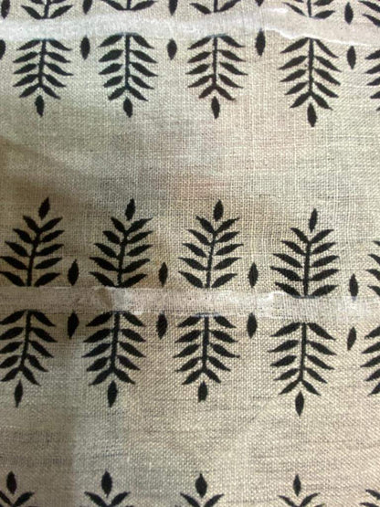 Linen Fabric Indian Linen Fabric Black With White Line colour, Block Printing Fabric Designer Floral Printing on Fabric, home decor Fabric - Maple Village Lane