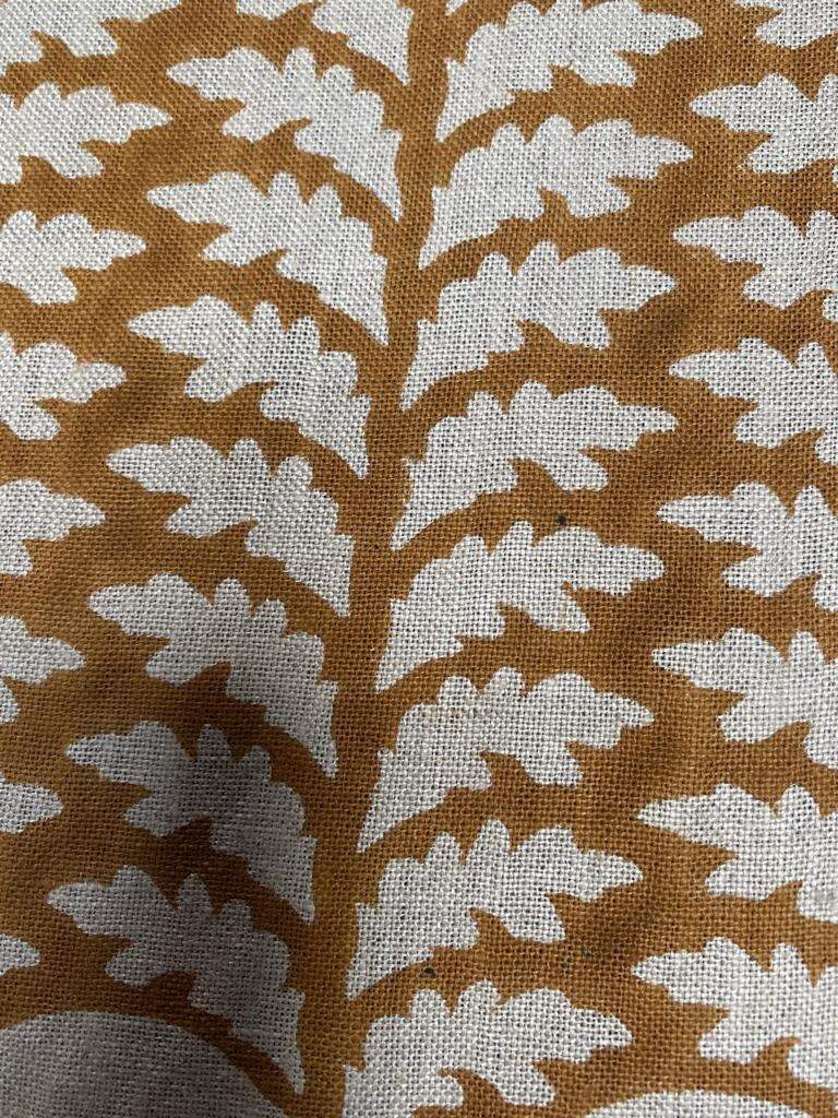 Block Print Fabric, Floral Print Linen, By the yards, Pillow Cover Fabric, For Table Cloth, Hand Woven Thick Linen Fabric For Upholstery - Maple Village Lane