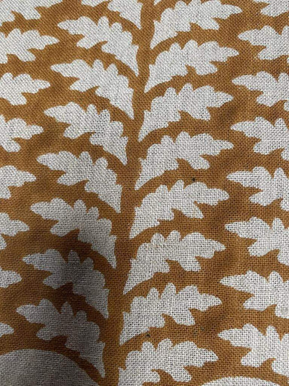 Block Print Fabric, Floral Print Linen, By the yards, Pillow Cover Fabric, For Table Cloth, Hand Woven Thick Linen Fabric For Upholstery - Maple Village Lane