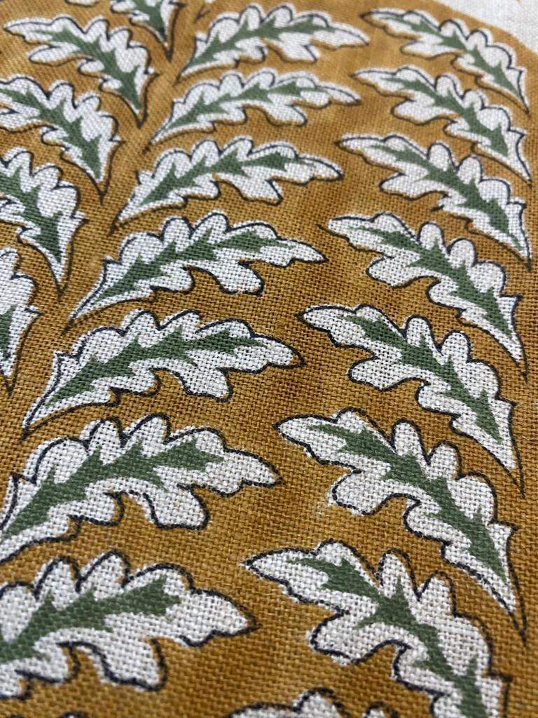 Block Print Fabric, Floral Print Linen, By the yards, Pillow Cover Fabric, For Table Cloth, Hand Woven Thick Linen Fabric For Upholstery - Maple Village Lane