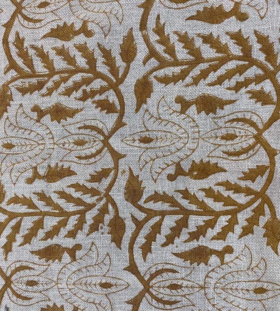 Block Print Fabric, Floral Print Linen, By the yards, Pillow Cover Fabric, For Table Cloth, Hand Woven Thick Linen Fabric For Upholstery - Maple Village Lane