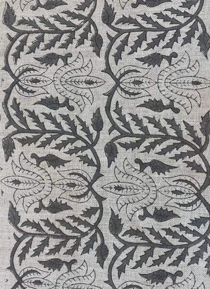 Block Print Fabric, Floral Print Linen, By the yards, Pillow Cover Fabric, For Table Cloth, Hand Woven Thick Linen Fabric For Upholstery - Maple Village Lane