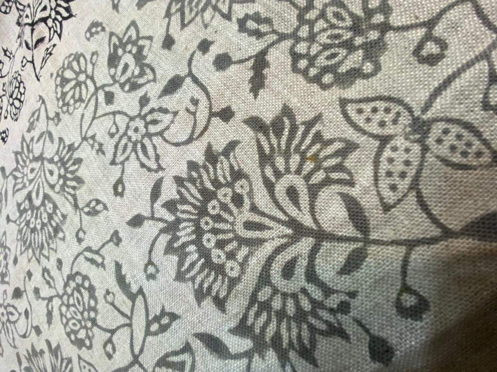 Block Print Fabric, Floral Print Linen, By the yards, Pillow Cover Fabric, For Table Cloth, Hand Woven Thick Linen Fabric For Upholstery - Maple Village Lane