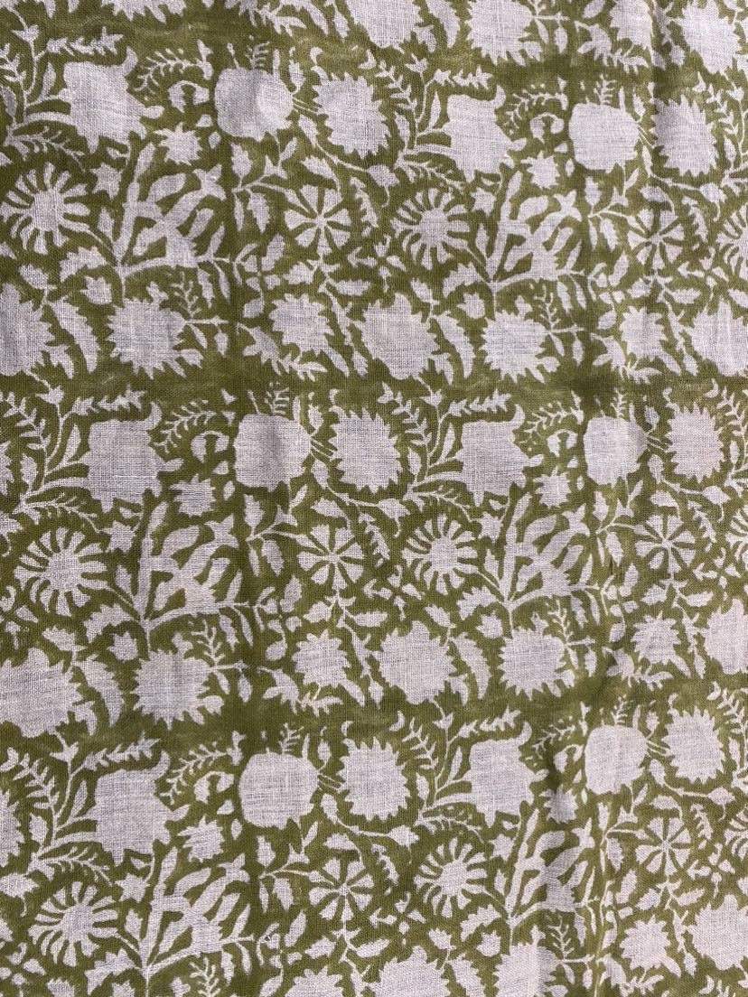 Linen fabric, Fabric by yard, Hand printed fabric, Block Print Fabric, Indian Fabric