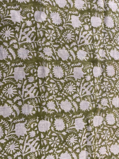 Linen fabric, Fabric by yard, Hand printed fabric, Block Print Fabric, Indian Fabric