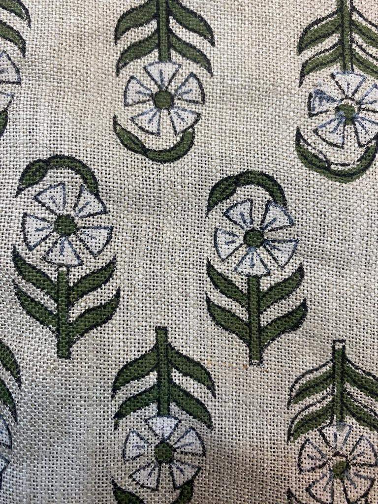 Linen fabric, Fabric by yard, Hand printed fabric, Block Print Fabric, Indian Fabric