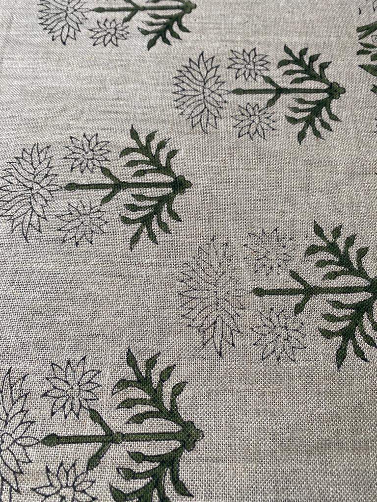 Handloom linen fabric designer indian hand block print heavy fabric pillowcases thick linen upholstery block printing art table cover - Maple Village Lane