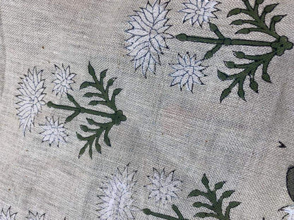 Handloom linen fabric designer indian hand block print heavy fabric pillowcases thick linen upholstery block printing art table cover - Maple Village Lane