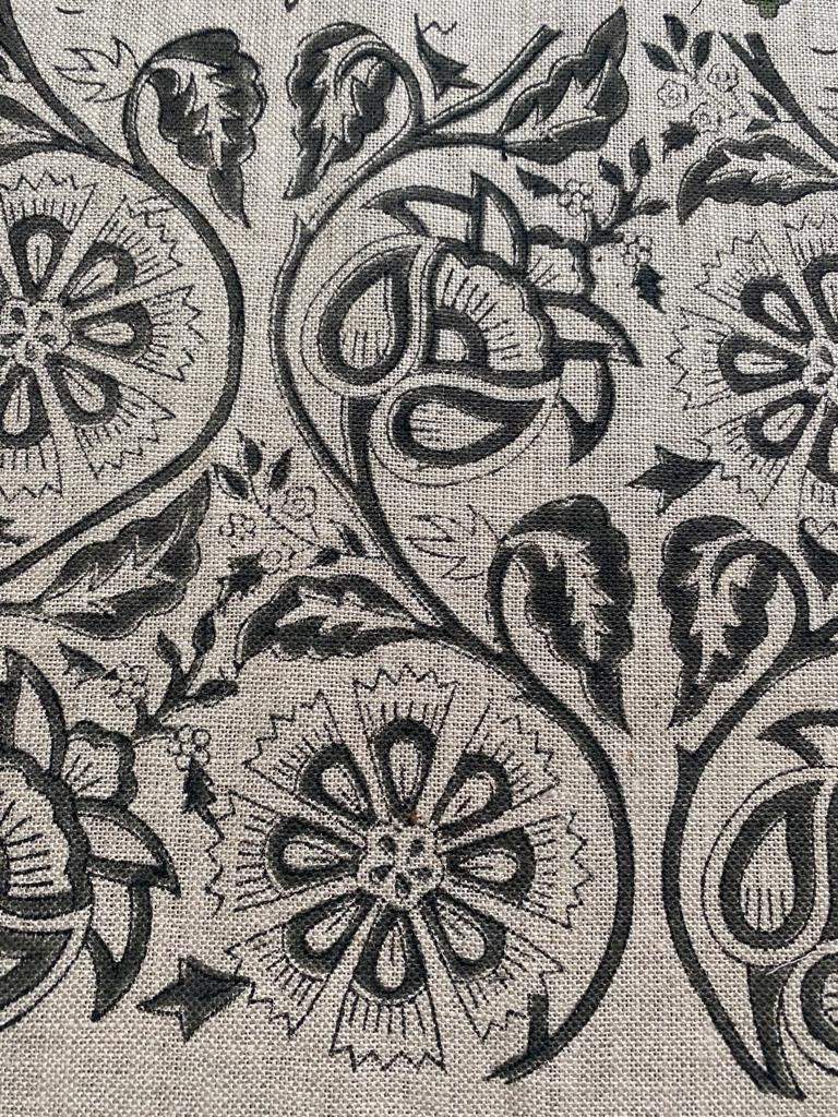 Linen fabric, Fabric by yard, Hand printed fabric, Block Print Fabric, Indian Fabric