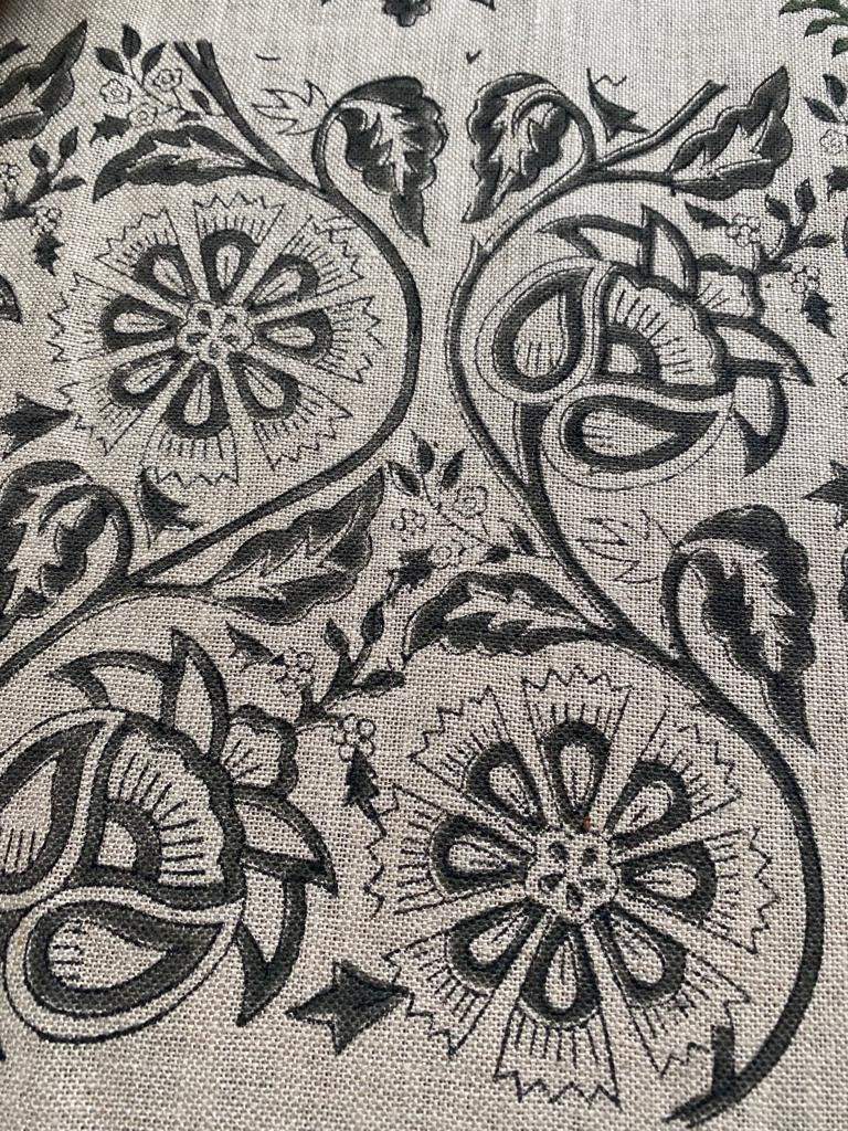 Heavy linen fabric designer Indian hand block print heavy fabric pillowcases thick linen upholstery block printing art table cover,Curtains - Maple Village Lane