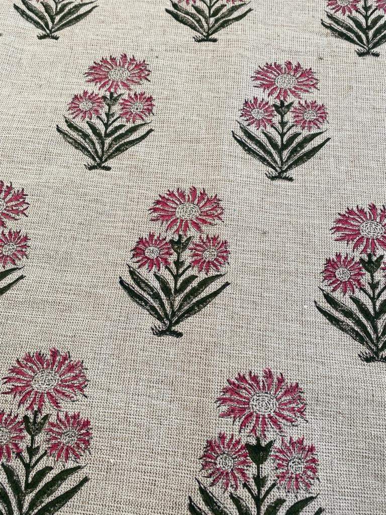 Linen fabric, Fabric by yard, Hand printed fabric, Block Print Fabric, Indian Fabric