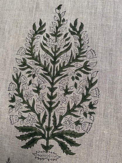 Flower Heavy linen fabric designer Indian hand block print heavy fabric pillowcases thick linen upholstery block printing art table - Maple Village Lane