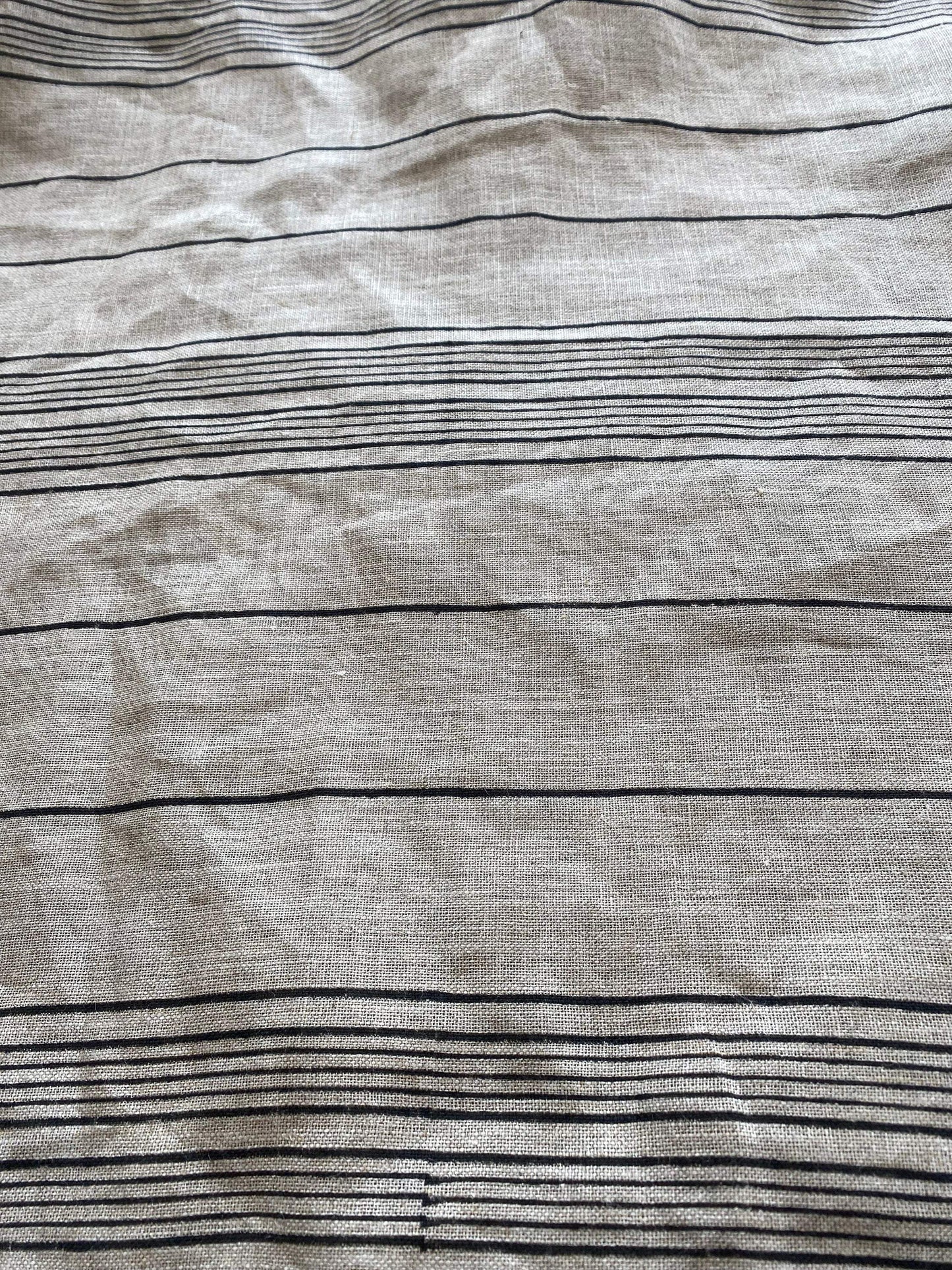 Black Striped Wide Block print handloom linen fabric ,Upholstery fabric,Pillow Cover ,Curtains fabric, fabric by yards ,Stripes Pattern Fabric - Maple Village Lane