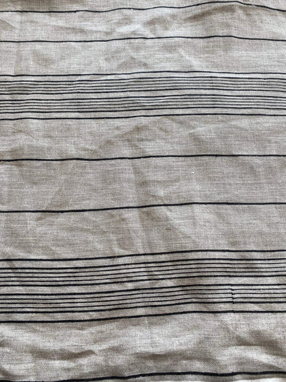 Black Striped Wide Block print handloom linen fabric ,Upholstery fabric,Pillow Cover ,Curtains fabric, fabric by yards ,Stripes Pattern Fabric - Maple Village Lane