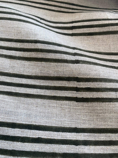 58" inches Wide Block print handloom linen fabric ,Upholstery fabric, Pillow Cover ,Curtains fabric, fabric by yards ,Stripes Pattern Fabric