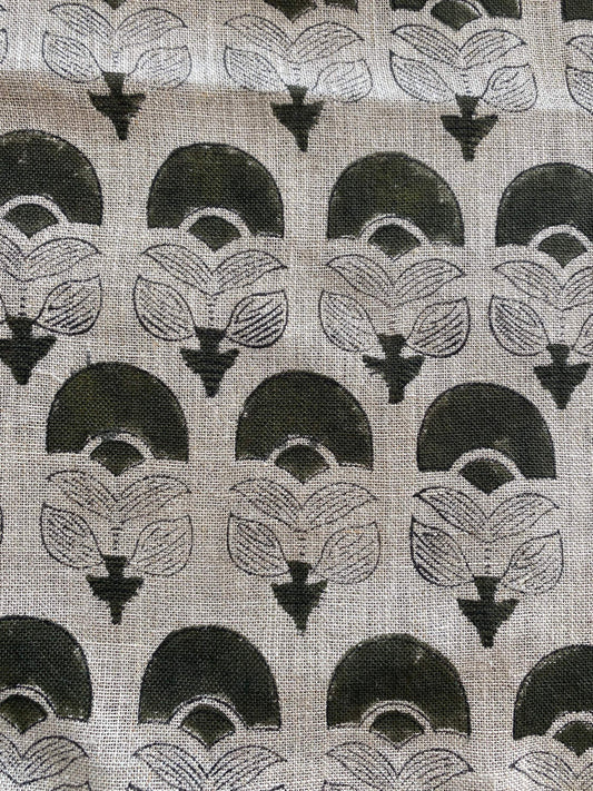 Linen fabric, Fabric by yard, Hand printed fabric, Block Print Fabric, Indian Fabric