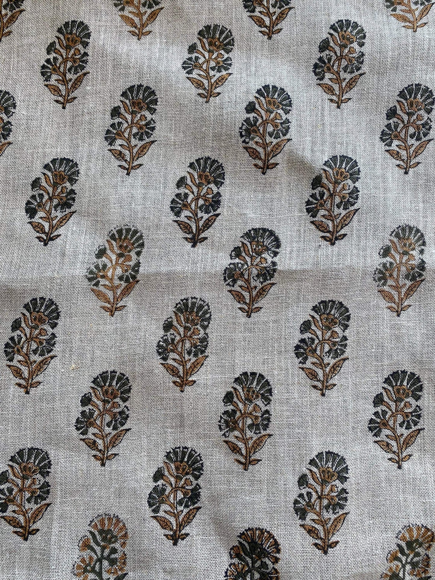 58" inches Wide Block Print Handloom Linen Fabric Upholstery Fabric, Pillow Cover Fabric, Curtains ,Craft Use Fabric, Home Decor fabric,