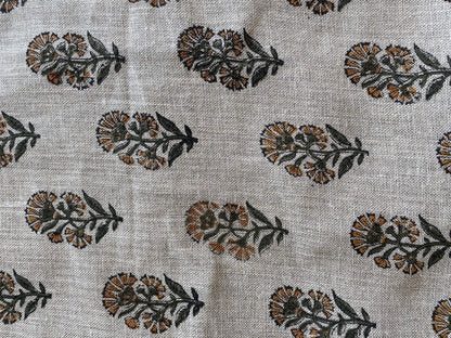 58" inches Wide Block Print Handloom Linen Fabric Upholstery Fabric, Pillow Cover Fabric, Curtains ,Craft Use Fabric, Home Decor fabric,