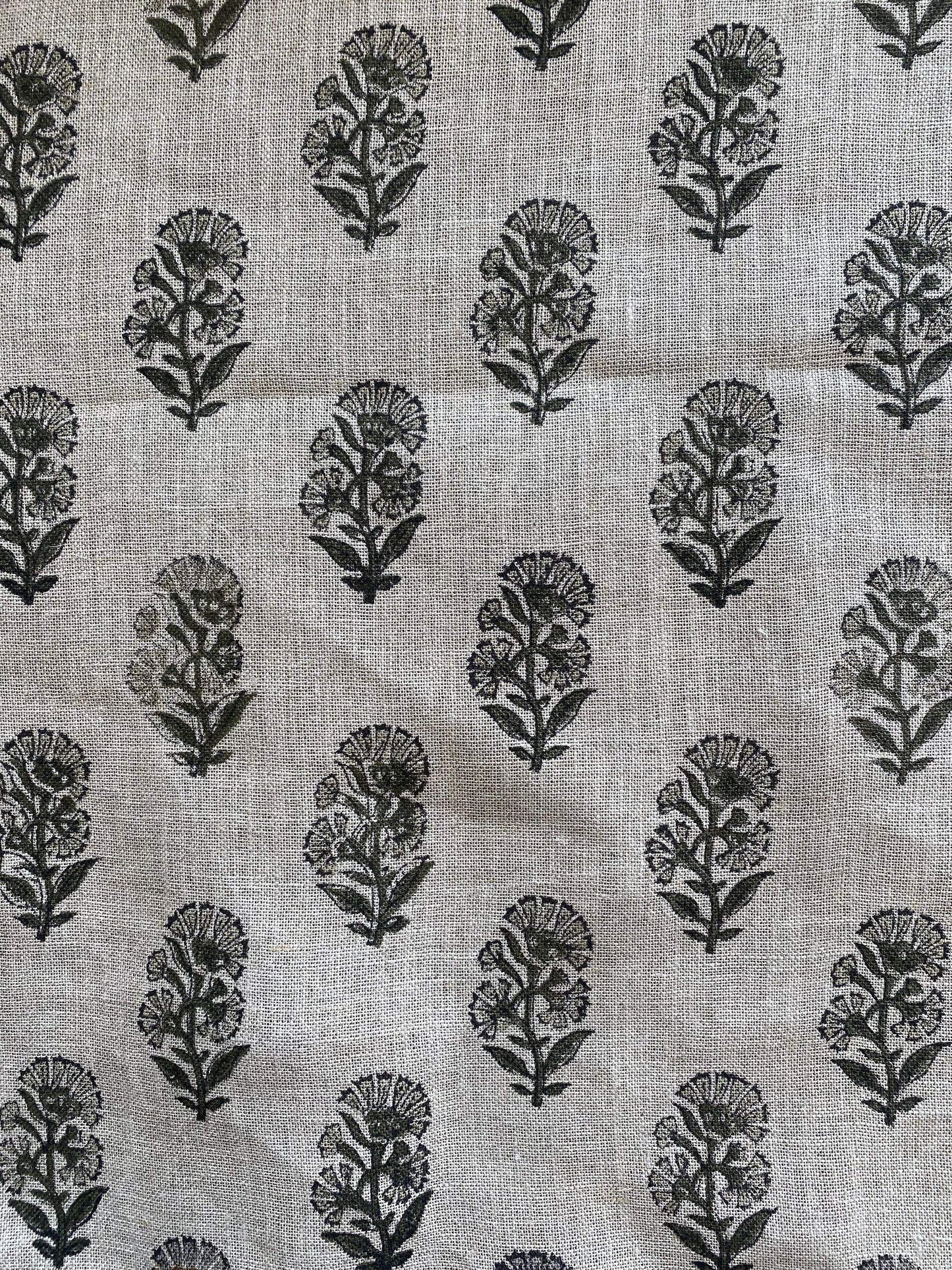 Linen fabric, Fabric by yard, Hand printed fabric, Block Print Fabric, Indian Fabric