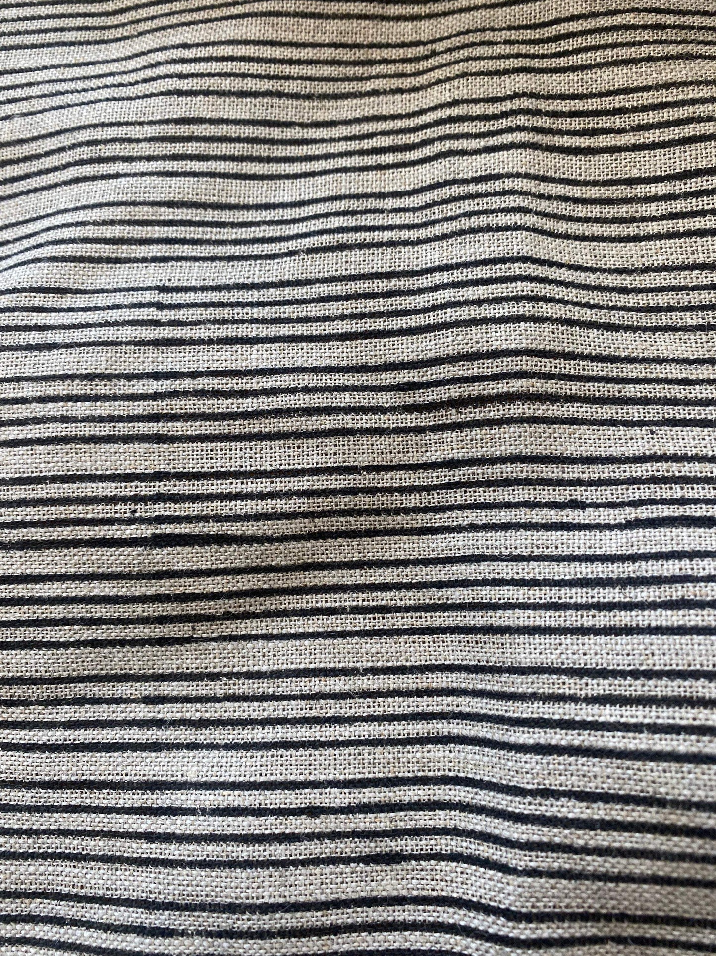 58" inches Striped Heavy Weight Linen fabric by the yard Natural Block Print MULTISTRIPE. Linen fabric for decor pillows,upholstery, curtain