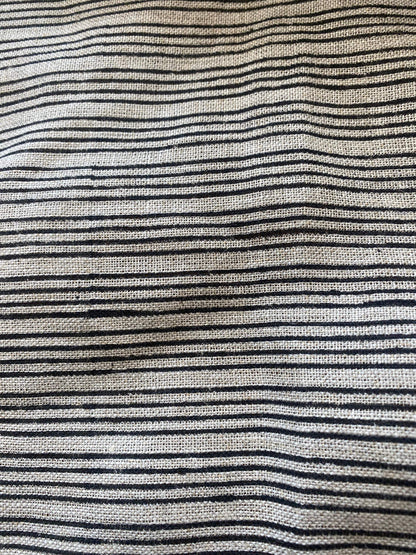 58" inches Striped Heavy Weight Linen fabric by the yard Natural Block Print MULTISTRIPE. Linen fabric for decor pillows,upholstery, curtain