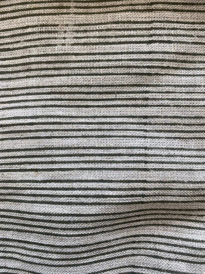 58" inches Striped Heavy Weight Linen fabric by the yard Natural Block Print MULTISTRIPE. Linen fabric for decor pillows,upholstery, curtain