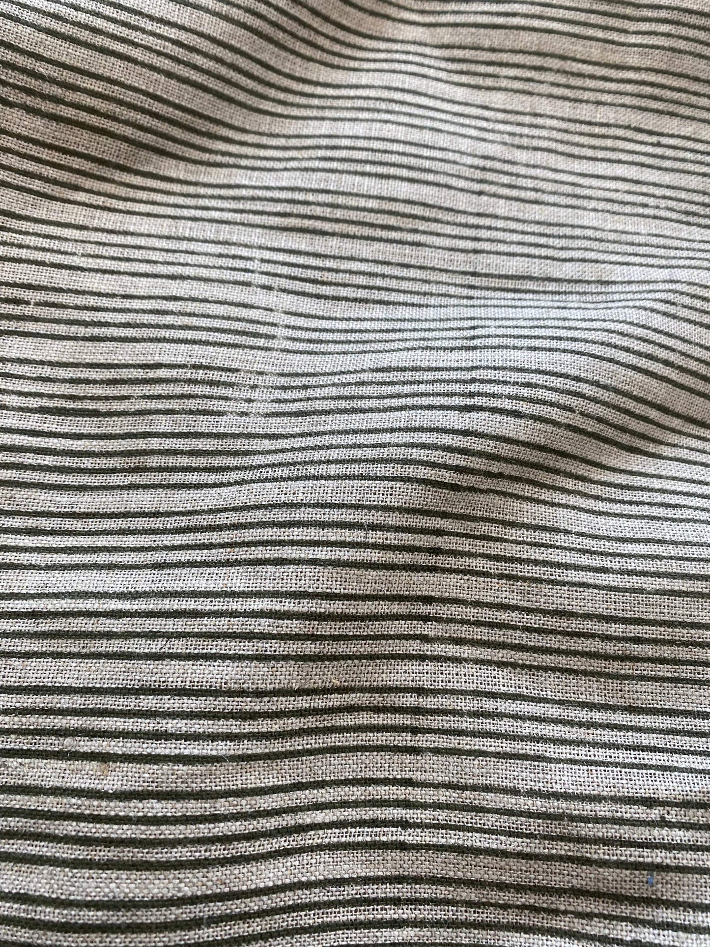 58" inches Striped Heavy Weight Linen fabric by the yard Natural Block Print MULTISTRIPE. Linen fabric for decor pillows,upholstery, curtain