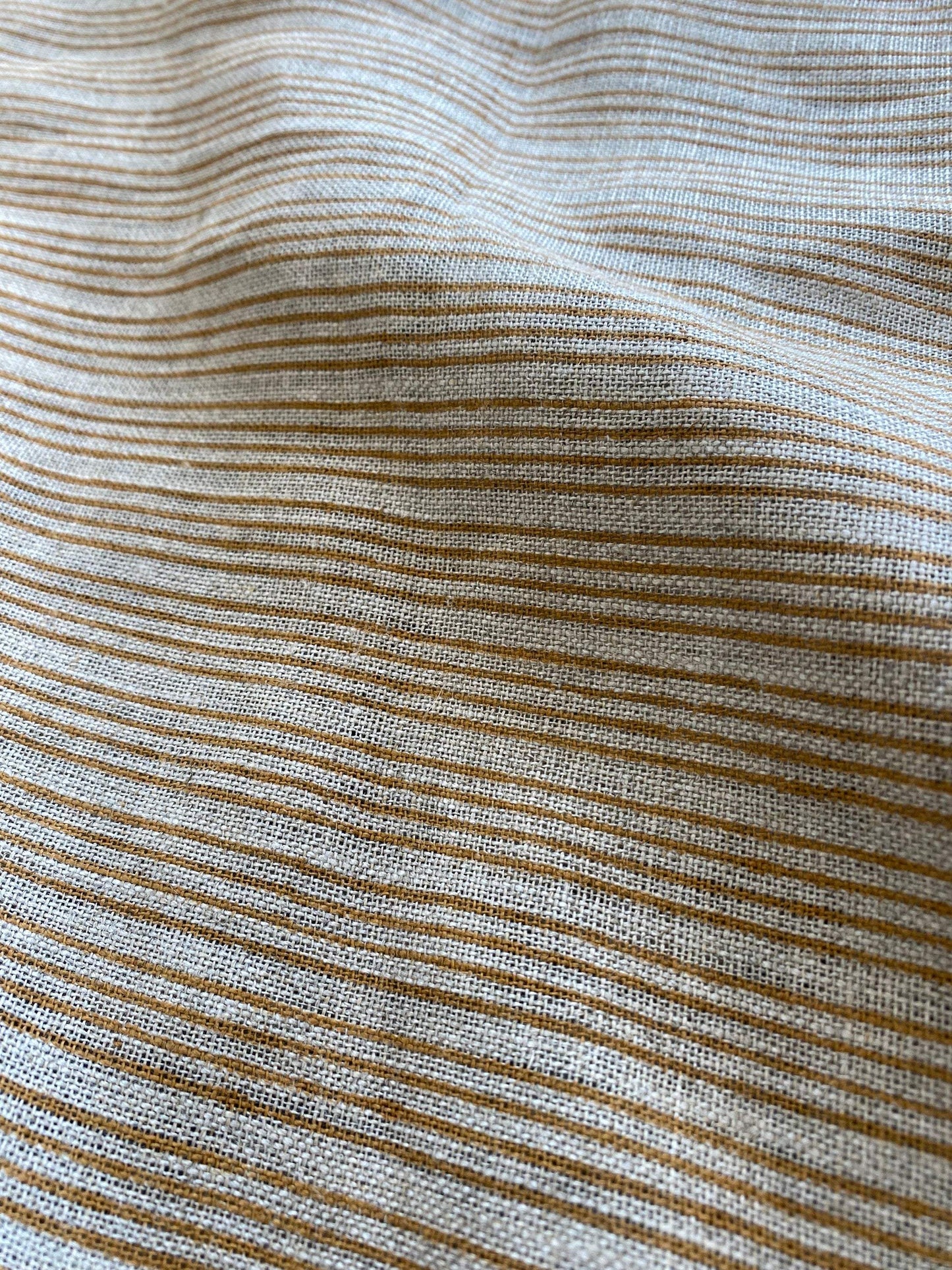 58" inches Striped Heavy Weight Linen fabric by the yard Natural Block Print MULTISTRIPE. Linen fabric for decor pillows,upholstery, curtain