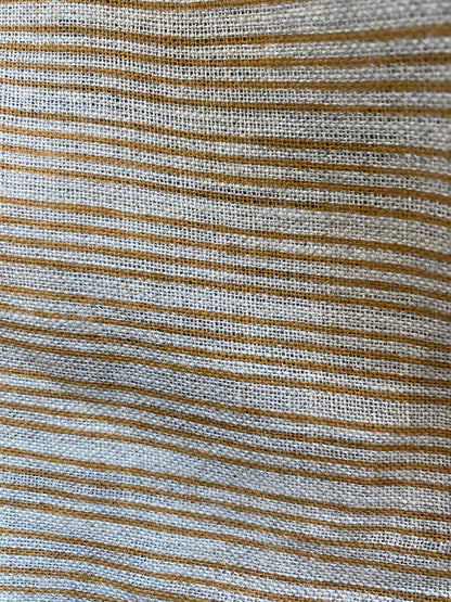 58" inches Striped Heavy Weight Linen fabric by the yard Natural Block Print MULTISTRIPE. Linen fabric for decor pillows,upholstery, curtain