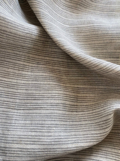 58" inches Striped Heavy Weight Linen fabric by the yard Natural Block Print MULTISTRIPE. Linen fabric for decor pillows,upholstery, curtain