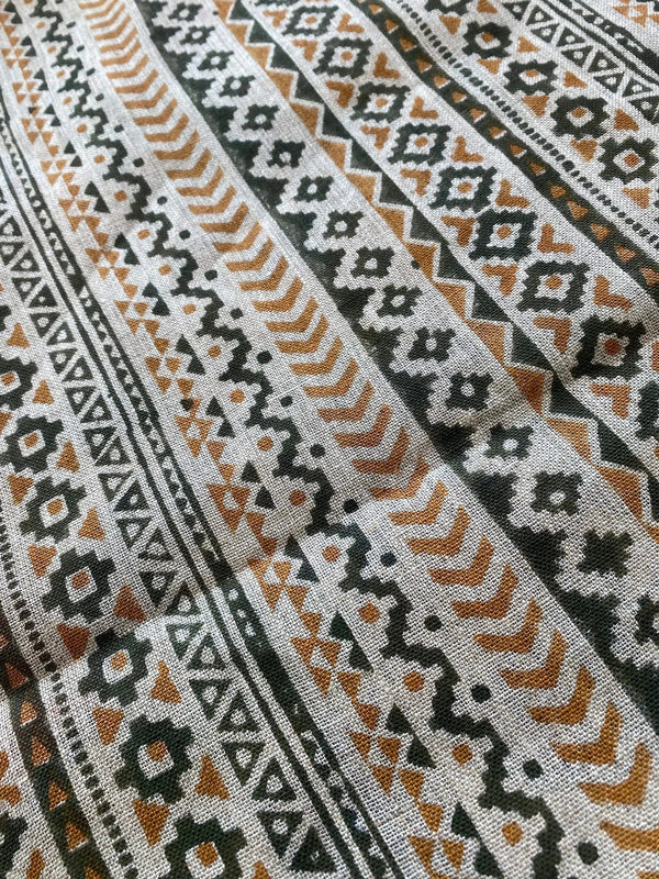 Eengel Designer Hand Block Print Linen Fabric For Upholstery
