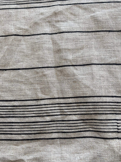 Black Striped Wide Block print handloom linen fabric ,Upholstery fabric,Pillow Cover ,Curtains fabric, fabric by yards ,Stripes Pattern Fabric - Maple Village Lane