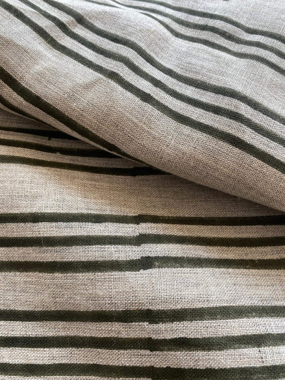 58" inches Wide Block print handloom linen fabric ,Upholstery fabric, Pillow Cover ,Curtains fabric, fabric by yards ,Stripes Pattern Fabric