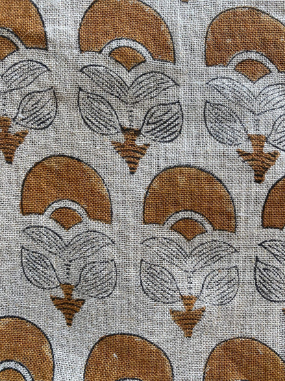 58" inches Wide Block Print Handloom Linen Fabric Upholstery Fabric, Pillow Cover Fabric, Curtains ,Craft Use Fabric, Home Decor fabric,