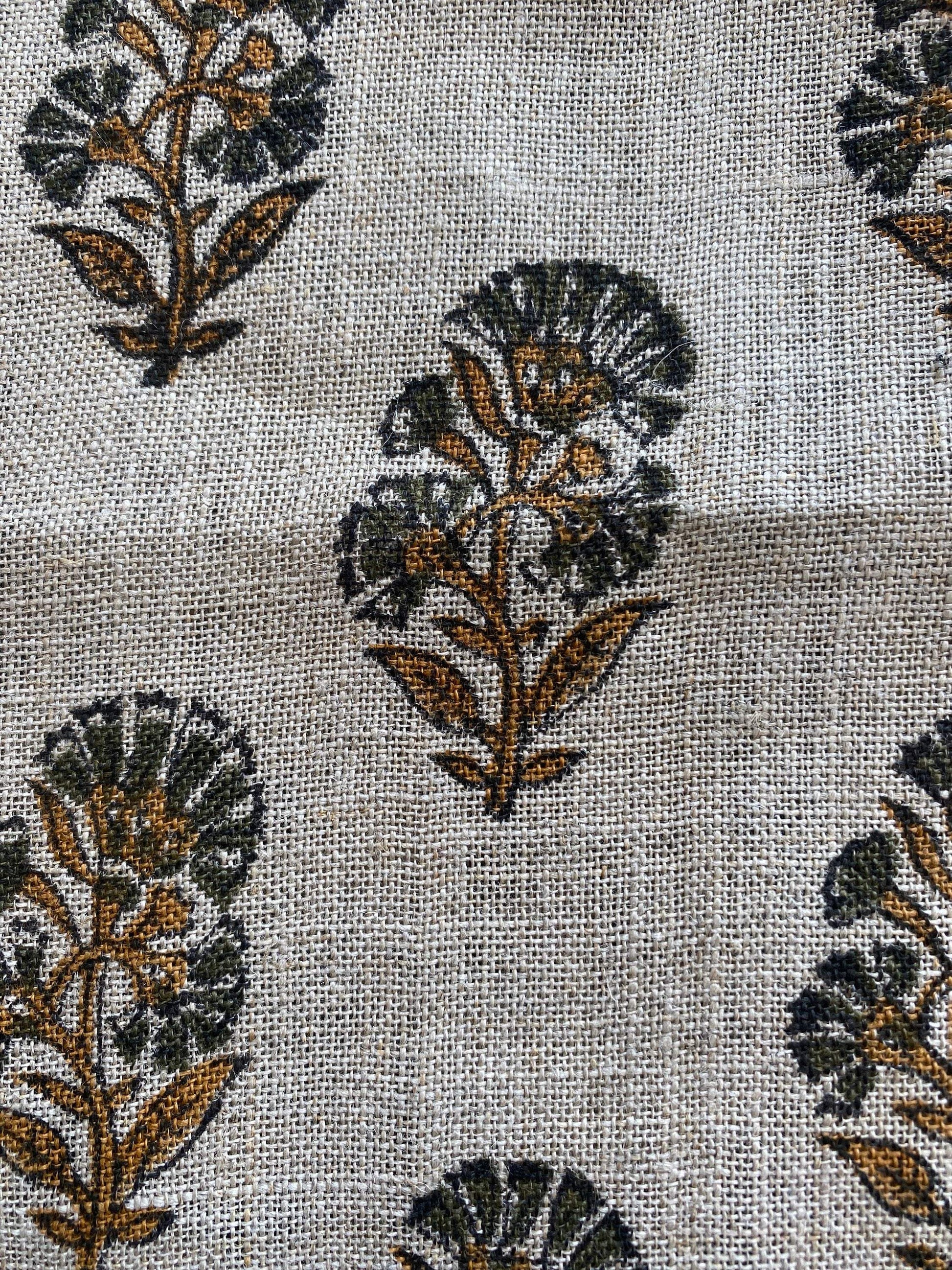 Linen fabric, Fabric by yard, Hand printed fabric, Block Print Fabric, Indian Fabric