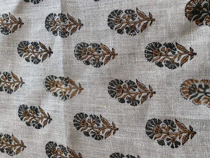 58" inches Wide Block Print Handloom Linen Fabric Upholstery Fabric, Pillow Cover Fabric, Curtains ,Craft Use Fabric, Home Decor fabric,