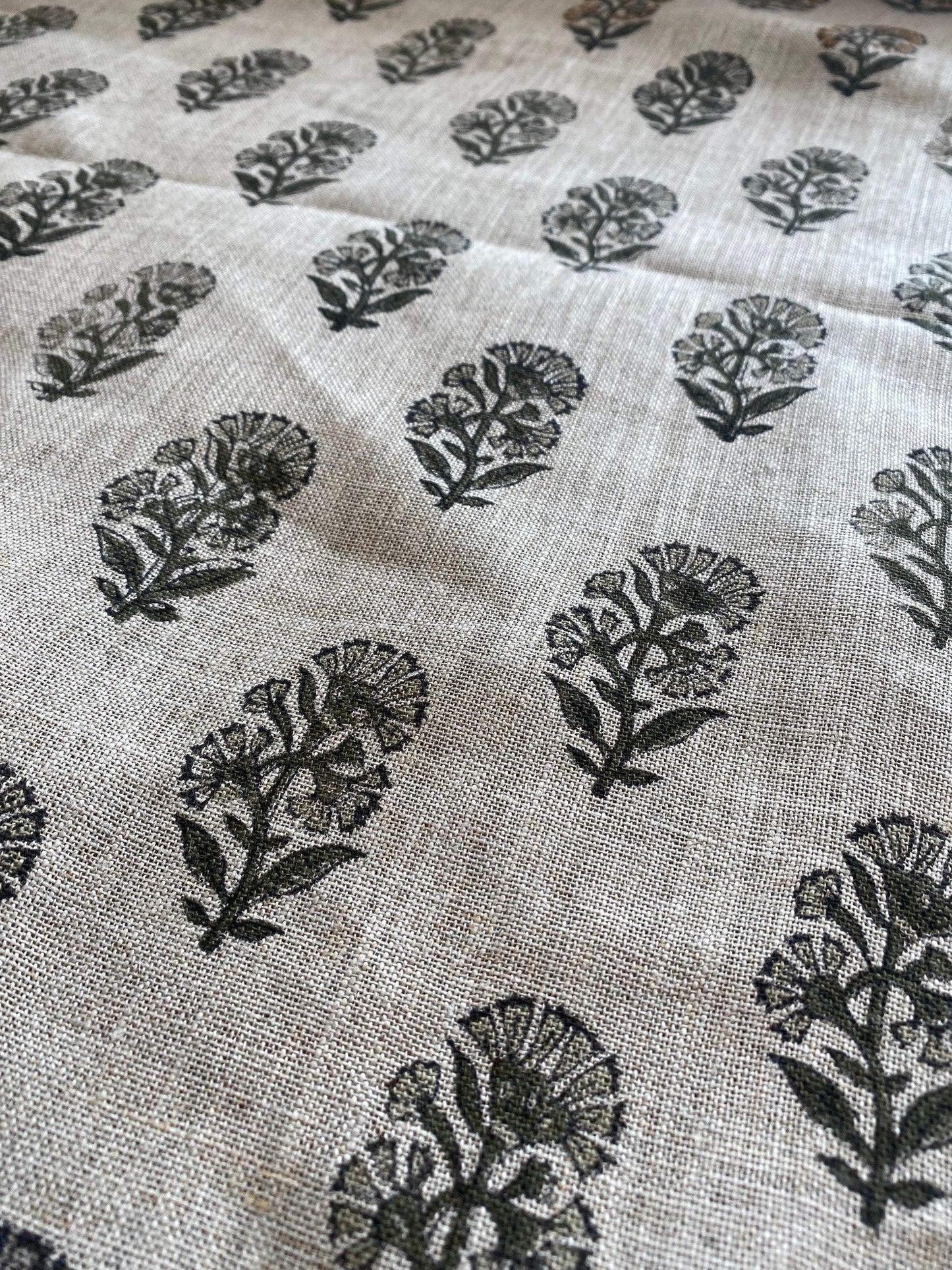 58" inches Wide Block Print Handloom Linen Fabric Upholstery Fabric, Pillow Cover Fabric, Curtains ,Craft Use Fabric, Home Decor fabric,