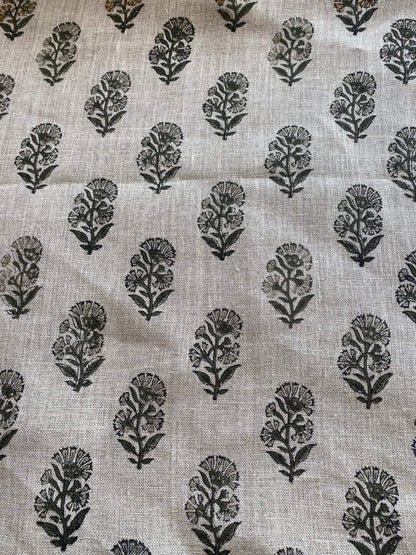 58" inches Wide Block Print Handloom Linen Fabric Upholstery Fabric, Pillow Cover Fabric, Curtains ,Craft Use Fabric, Home Decor fabric,