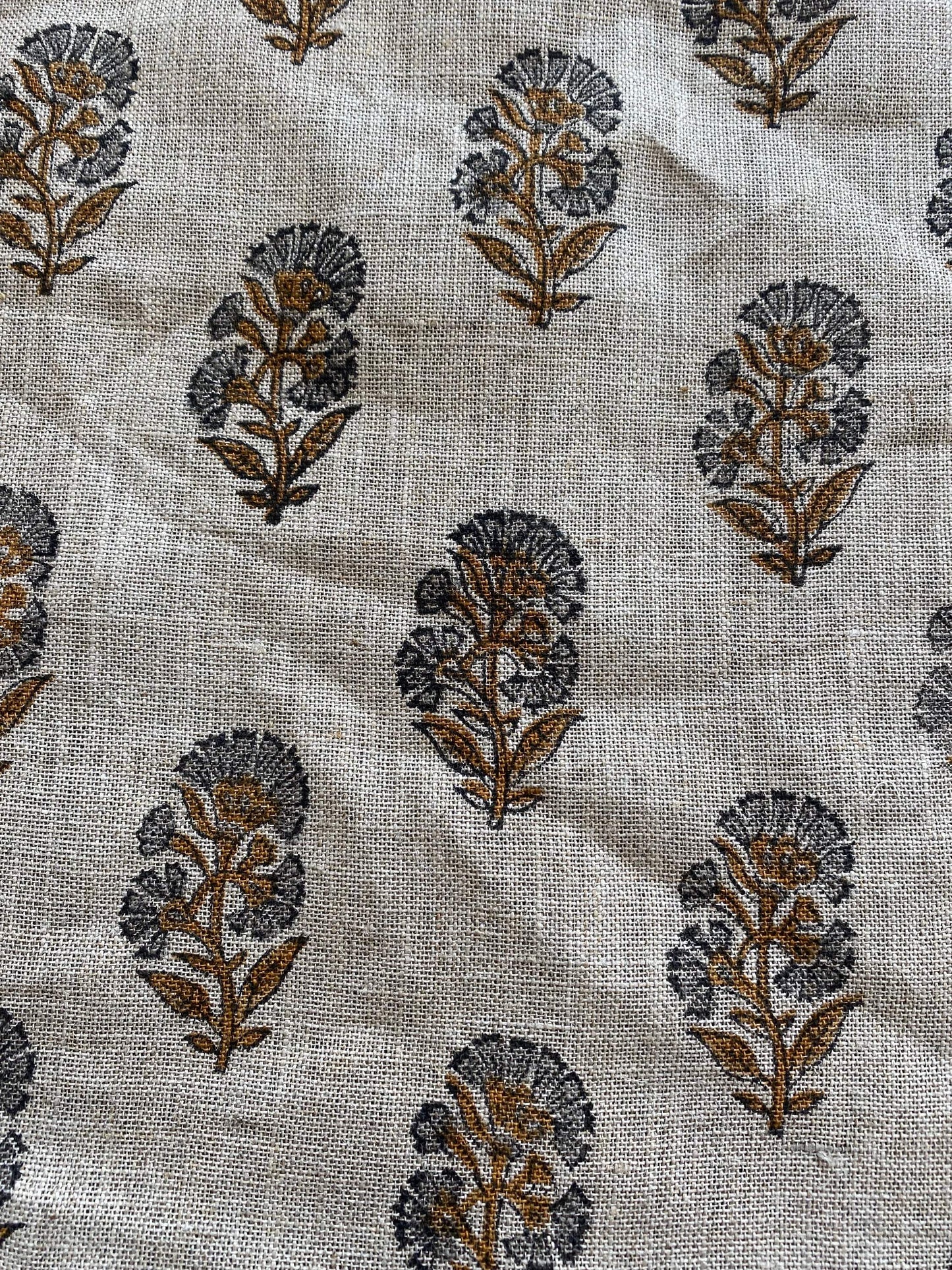 Linen fabric, Fabric by yard, Hand printed fabric, Block Print Fabric, Indian Fabric