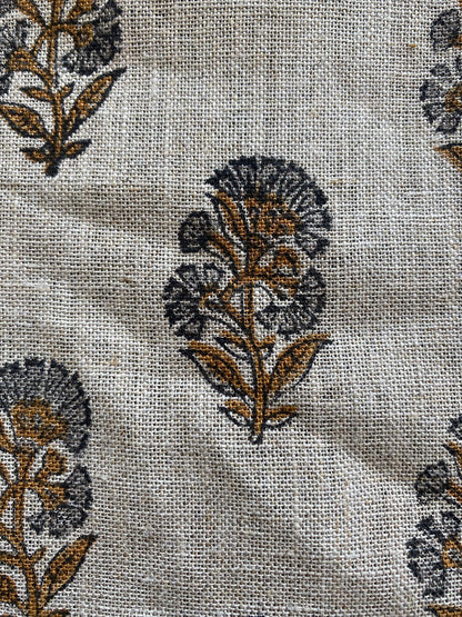 58" inches Wide Block Print Handloom Linen Fabric Upholstery Fabric, Pillow Cover Fabric, Curtains ,Craft Use Fabric, Home Decor fabric,