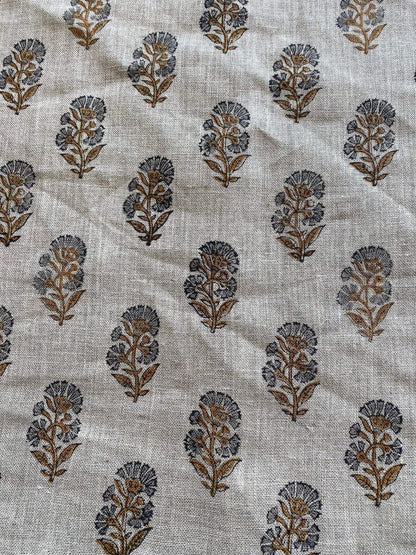 58" inches Wide Block Print Handloom Linen Fabric Upholstery Fabric, Pillow Cover Fabric, Curtains ,Craft Use Fabric, Home Decor fabric,