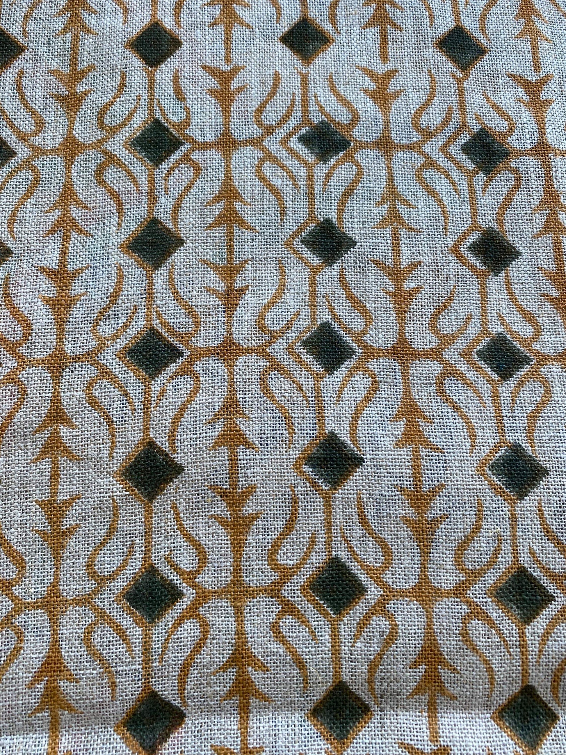 Linen fabric, Fabric by yard, Hand printed fabric, Block Print Fabric, Indian Fabric