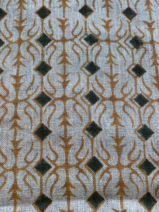 Linen fabric, Fabric by yard, Hand printed fabric, Block Print Fabric, Indian Fabric