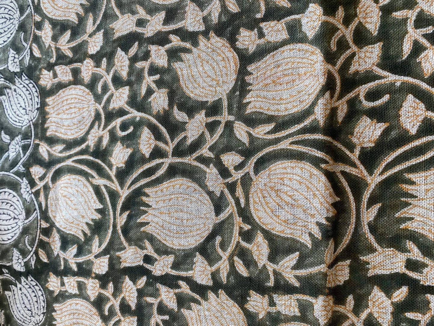 58" inches Indian Hand Block Print Fabric, Indian Linen Fabric, Block Print Fabric, Designer Floral Printing Fabric, Upholstery fabric,