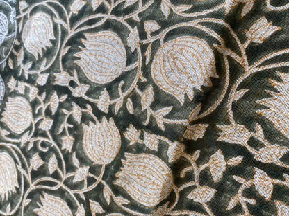 58" inches Indian Hand Block Print Fabric, Indian Linen Fabric, Block Print Fabric, Designer Floral Printing Fabric, Upholstery fabric,